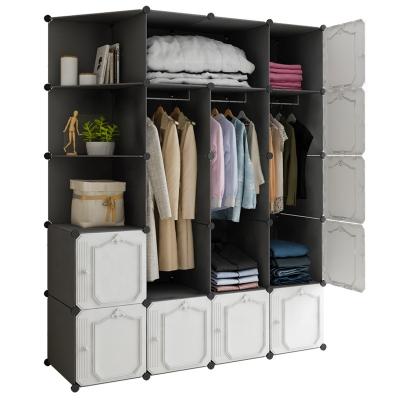 China Factory Direct Selling (Size) Adjustable Cheap Closet Wardrobe Armadio Plastic Folding Storage Cabinet With Shelf for sale