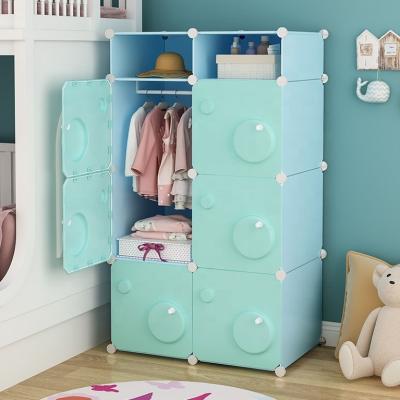 China Child Plastic Folding Wardrobe Closet (Size) Adjustable Portable Kids Bedroom Storage Furniture Simple Modern Home Plastic Baby Kids Wardrobe for sale