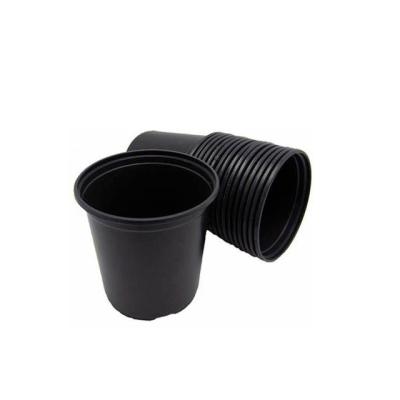 China Modern Plant Outlet Garden Greenhouse Around Black Plant Pot Plastic Planting Pot for sale