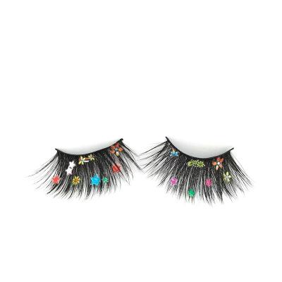 China Glitter & Shimmery Colorful Sequin False Eyelashes Wholesale Mink False Eyelashes Fluffy Sequin False Eyelashes With Sequin Stickers for sale