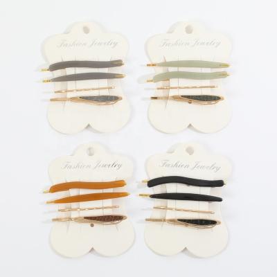 China Korean Fashion Style Acrylic Hair Clips Pins Sets Vintage PU Hair Clips Trendy Hair Accessories 2022 For Women for sale