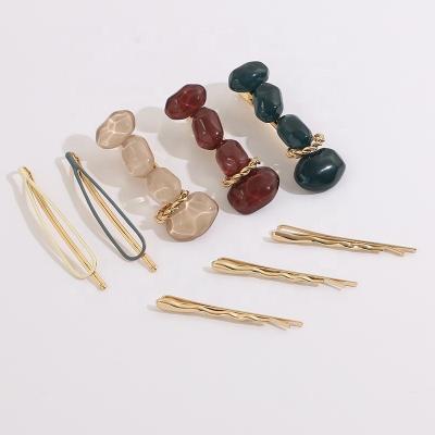 China New Fashion 2022 Fashion Korean Style Resin Hair Clips Pins Sets Vintage Spray Paint Hair Clips Trendy Hair Accessories For Women for sale