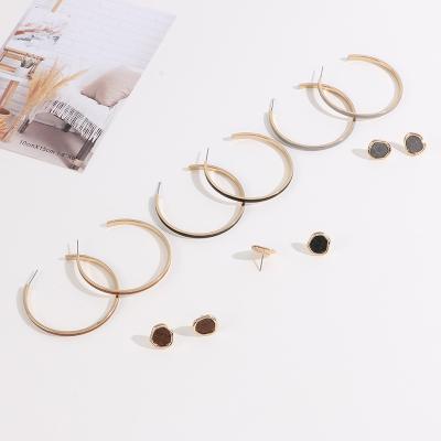 China Personality fashion shiny gold plated big circle earrings for women stud earrings studs circles earring set for sale