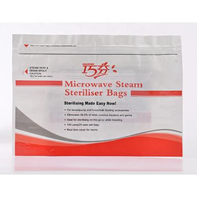 China Custom Printed Good Quality Microwaveable Steam Sterilized Bag For Baby Bottle Puller Plastic Microwave Oven Safe Bag Resealable for sale