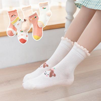 China New Cute QUICK DRY Cute Children's Mid Tube Cotton Socks Girls Spring And Summer Mesh Cotton Socks for sale