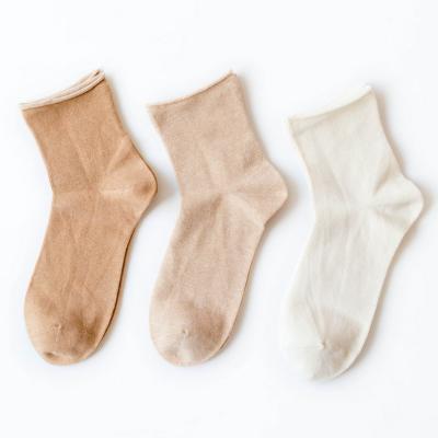 China QUICK DRY Wholesale Color Cotton Mide-tube Ladies Breathable Curling Socks Fashion Solid Socks for sale