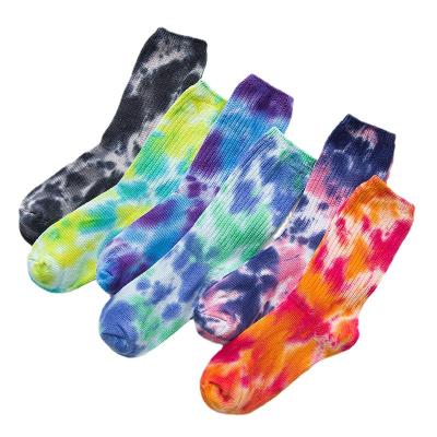 China New Styles QUICK DRY Colorful Tie Dye Cotton Double Needle Breathable Quick Dry Socks Cotton Socks for sale