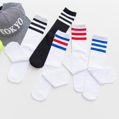 China New Kids 0-8y QUICK DRY relieve Colorful Autumn New Patchwork Ribbed Combed Cotton Stripe Calf Socks for sale