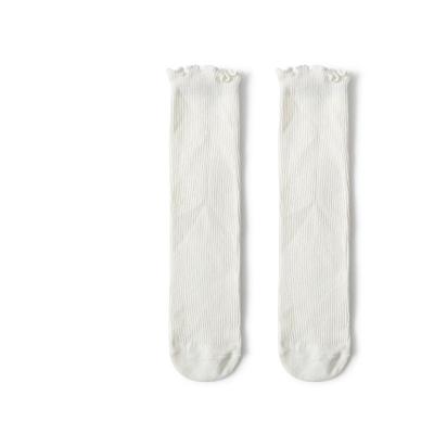 China New Design Mushroom QUICK DRY Spring Lace Up Solid Color Baby Socks Cotton White Knee High Knee Socks for sale