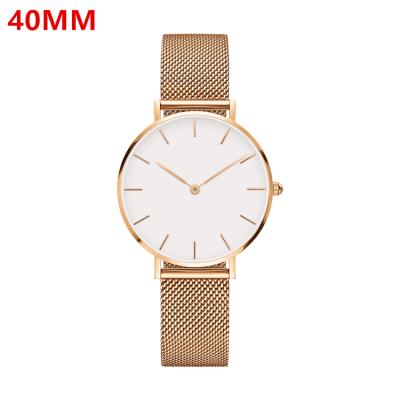 China OEM Logo 40MM 36MM Custom Super Slim Case Water Resistant Rose Gold Milanese Mesh Band Fashion Man Fashion Quartz Private Label Watch for sale