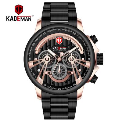 China Day/Date KADEMAN Mens Full Functional Quartz Watches Waterproof Steel Business Wristwatch Military Sports Watch For Men Reloj Hombre for sale