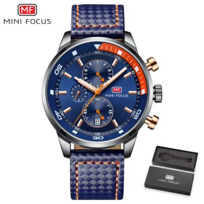 China Luxury Brand Fashion Automatic Date MINIFOCUS Men Watches Quartz Watch Male Wrist Clock Waterproof Men's Leather Strap Sport Wristwatches Clock for sale