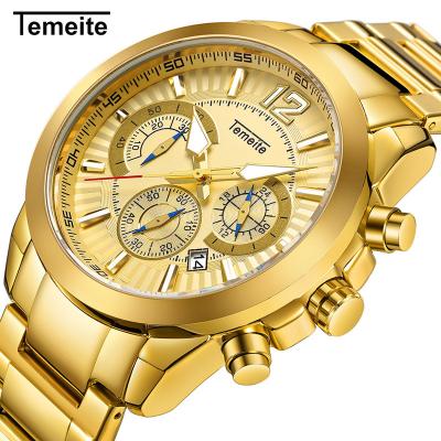 China Luxury Gold Watch Men Chronograph Top Brand Men's Business Watches Fashion Stainless Steel Date Waterproof Relogio Masculino Wristwatch for sale