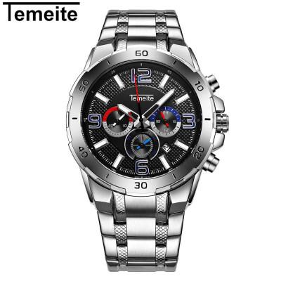 China New Brand Watches Chronograph TEMEITE Men's Quartz Wristwatch Relogio Clock Stainless Steel Luxury Waterproof Men's Sports Watch for sale