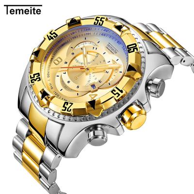 China 2019 Dropshipping Relogio Dourado Masculino Day/Date Men Watch Luxury Brand TEMEITE Quartz Watches Waterproof Wristwatches Reloj Clock for sale