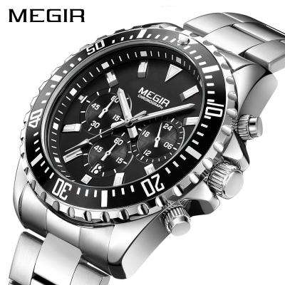 China Best Price Megir Chronograph 2064 All Silver Stainless Steel Band Water Proof Military Relojes Hombre Mens Watches Chronograph for sale