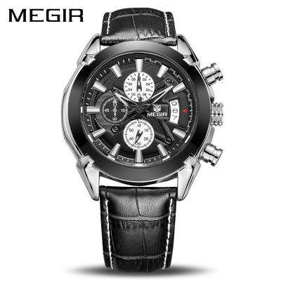 China Wholesale Top Luxury Genuine Leather Strap Megir 2020G Chronograph Brand Chronograph Hand Analog Man Watch Man for sale