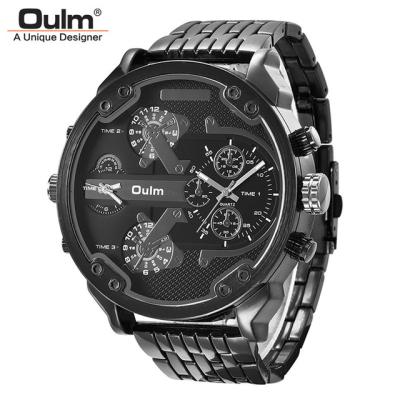 China Oulm 3548 Large Dial Brand Male Super Luxury Dual Time Zone Quartz Military Watch for sale