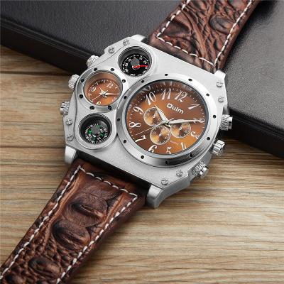 China Promotional Luxury Brand Two Time Zone Fashion Big Day/Date Oulm Man Watch for sale