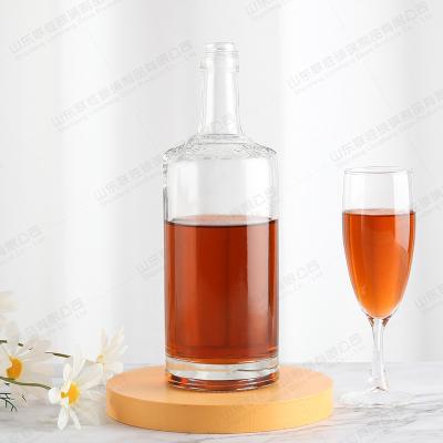 China Wholesale 750ml Beverage Liquor Bottles 500ml Whiskey Vodka Bottle Glass Wine Bottle With Cork for sale