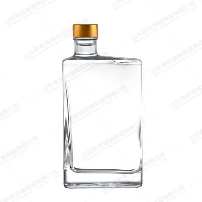 China Unique shape 375ml beverage supplier sale 500ml whiskey vodka bottle glass creative wine bottles with cork for sale