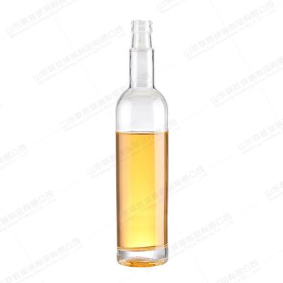 China Beverage 700ml cognac napoleon glass bottle whiskey spirit glass bottle glass brandy bottles with cork for sale