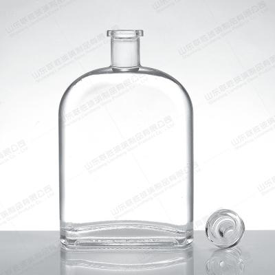 China Premium Custom Beverage Clear Tabular Glass Wine Bottle 750ml 700ml Rum Vodka Whiskey Glass Bottle With Cap for sale