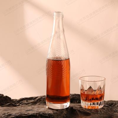 China Factory Produced Beverage 375ml 500ml Clear Vodka Liquor Gin Rum Tequila Brandy Glass Bottle With Empty Cap for sale