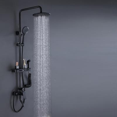 China With Slide Bar European Style Shower Set Bathroom Rainfall Wall Mounted Black Shower Head for sale