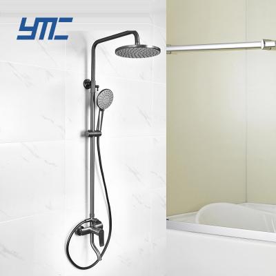 China Luxury Copper Sliding Bar Quality Round Rain Shower Full Shower Set For Hotel Bathroom Toilet for sale