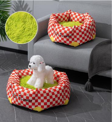 China Waterproof New waterproof lattice kennel, removable and washable dog bed and cat bed for all seasons, high-looking scratch-resistant dog ke for sale