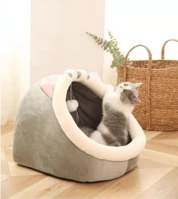 China Removable Cover Cat bed, four-season cat semi-enclosed house villa, winter warmth, removable and washable kennel bed, pet supplies for sale