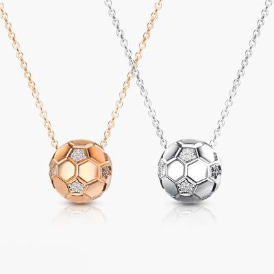 China High quality s925 zircon world cup football couples hot sale sterling silver gold plated hypoallergenic necklace for sale