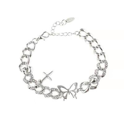 China Fashion Birthday Girl Gift Environmentally Friendly Stainless Steel Star Butterfly Chain Hollow Bracelet Also for sale