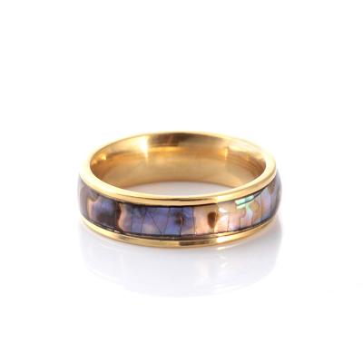 China 2021 High Quality Popular Ladies 18k Gold Plated Colorful Abalone Stainless Steel Rings for sale