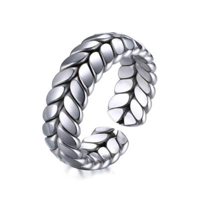 China High Quality Stainless Steel Opening Hemp Pattern Men Non-fading Adjustable Rings for sale