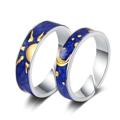 China High Quality Designer New Aperture Van Gogh Star And Moon Adjustable Copper Couples Rings for sale