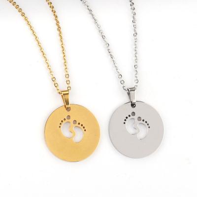 China Customized Stainless Steel E-Co Baby Friendly Baby Foot Pea Pendant Necklace Jewelry Accessories for sale