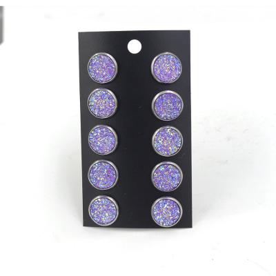 China Fashion E-Co Friendly Jewelry Set 12mm Multicolor Gypsophila Resin 10pcs Stainless Steel Stud Earrings for sale