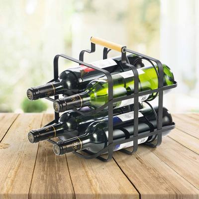 China Sustainable 4-Bottle Wine Rack With Handle for sale