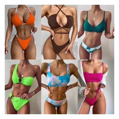 China Solid Swimwear Women's Plus Size Bikini String Teardrop Bikini Swimsuit for sale