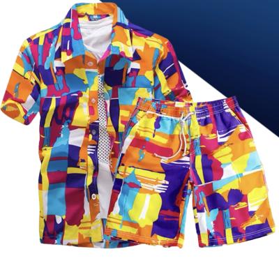 China QUICK DRY Custom Made Mens Hawaiian Shirts and Shorts Printed Hawaiian Shirt Suit for Beach for sale