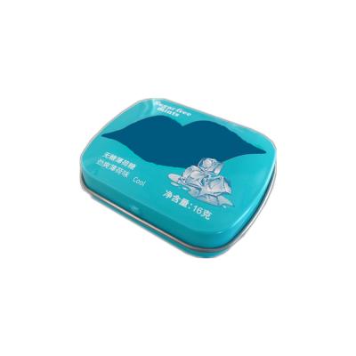 China Recycled Top Quality Materials Mini Embossed Mint Candy Tin Box Rectangle Hard Candy Metal Tin Box With Hinge for sale