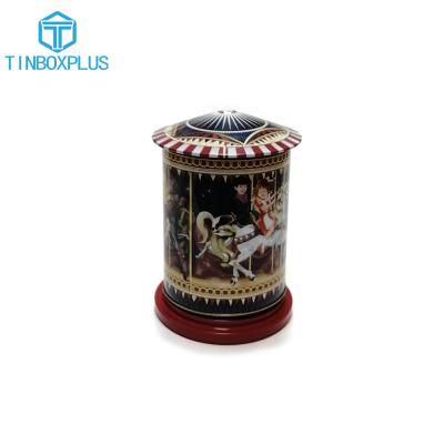 China Recycled Materials Factory Supply Tent Round Shape Metal Tin Gift Box House Shape Special Tin Container for sale