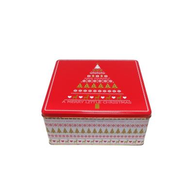 China Eco-friendly Custom Sweet Copy Of Tin Cans With Christmas Theme Metal Cookie Tin Cake Boxes Tin Can Manufacturer for sale