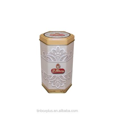 China Recycled materials wholesale price grade top sexangle special shaped metal tea tin box for sale