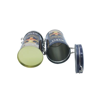 China Custom Printing Recycled Materials Round Shape Coffee Powder Sealed Storage Tin Metal Tin Canister Tea Canister With Buckle for sale