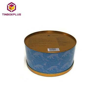 China Recycled Materials Wholesale Round Shape Medium Size Butter Cookies Packaging Tin Box for sale