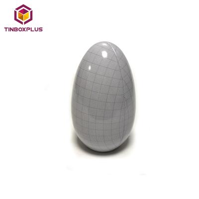 China Recycled Materials Customized CMYK Printing Special Egg Shape Candy Packaging Tin Metal Box For Easter for sale