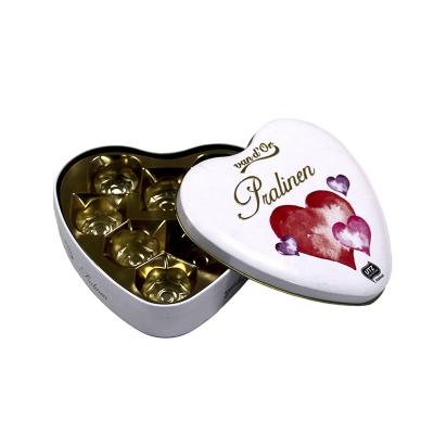 China Recycled Materials Belgium Hot Sale Chocolate Metal Boxes Valentine's Day Gift Tin Box Metal Chocolate Heart Box for sale